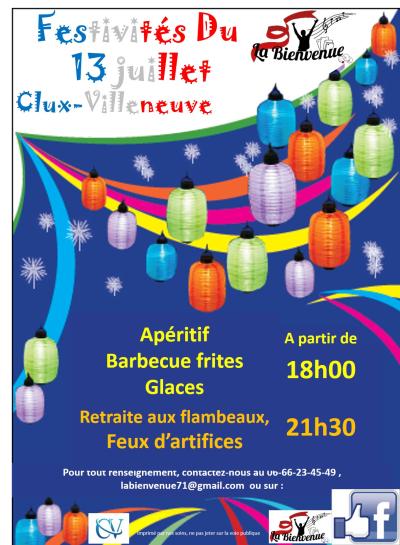 Festivités 14 Juillet Clux-Villeneuve